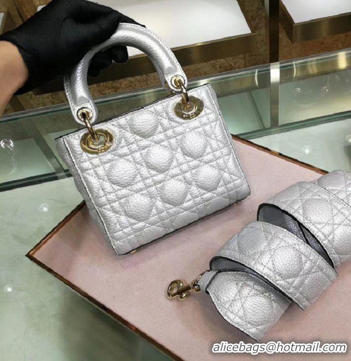 Grade Inexpensive Dior MINI LADY DIOR CALFSKIN BAG M0573 Silvery white