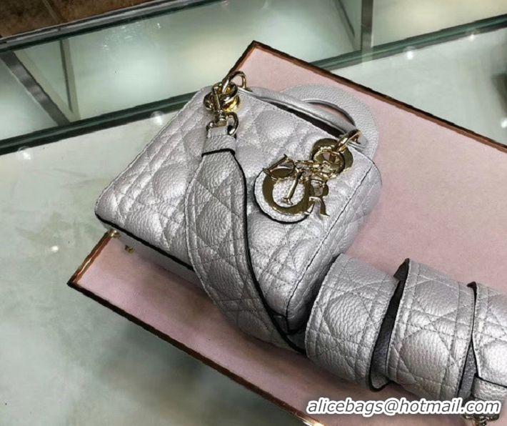 Grade Inexpensive Dior MINI LADY DIOR CALFSKIN BAG M0573 Silvery white