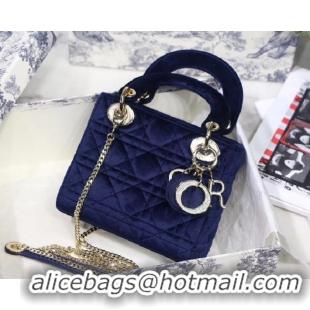 Shop Promotional MINI LADY DIOR Velvet BAG M424 blue