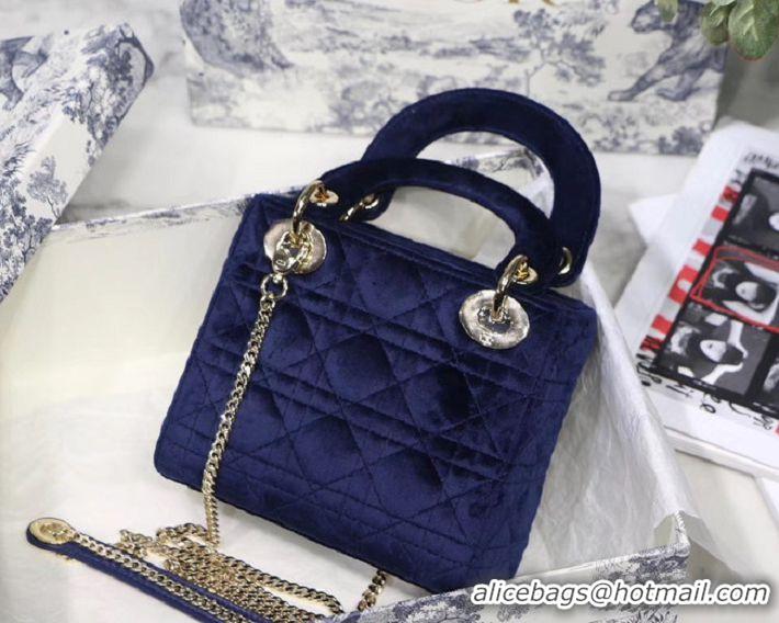 Shop Promotional MINI LADY DIOR Velvet BAG M424 blue