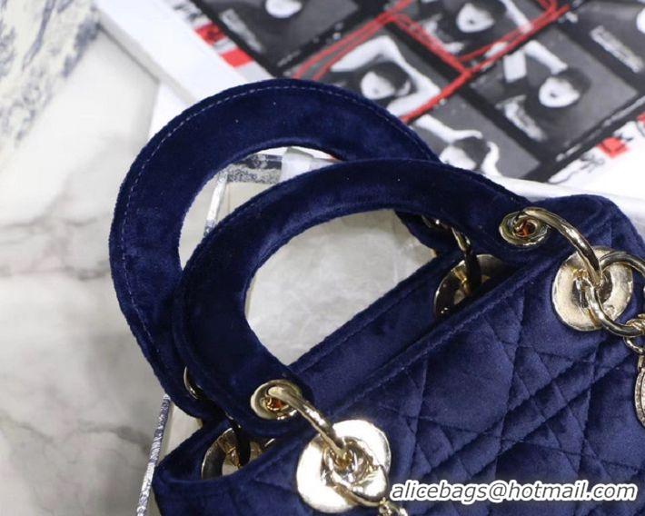 Shop Promotional MINI LADY DIOR Velvet BAG M424 blue