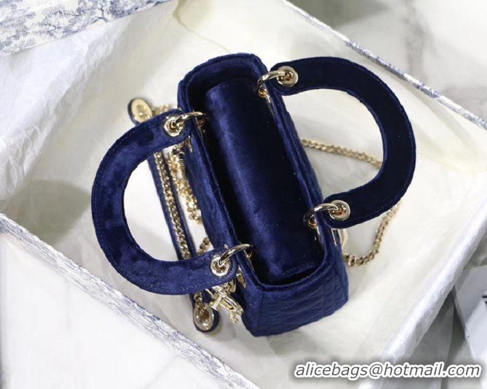 Shop Promotional MINI LADY DIOR Velvet BAG M424 blue