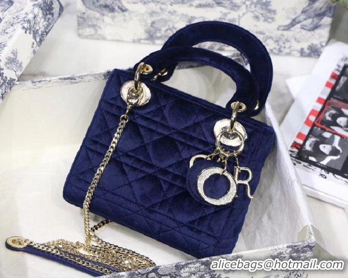 Shop Promotional MINI LADY DIOR Velvet BAG M424 blue