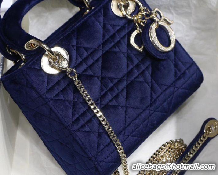 Shop Promotional MINI LADY DIOR Velvet BAG M424 blue