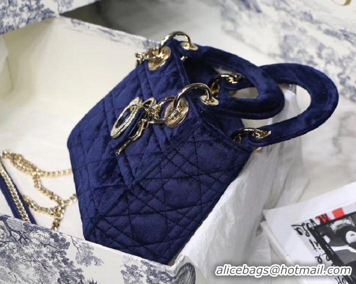 Shop Promotional MINI LADY DIOR Velvet BAG M424 blue