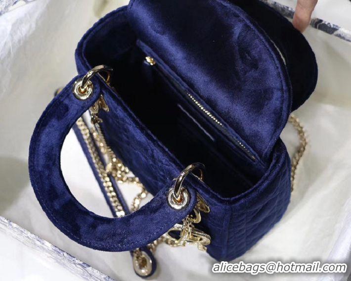 Shop Promotional MINI LADY DIOR Velvet BAG M424 blue