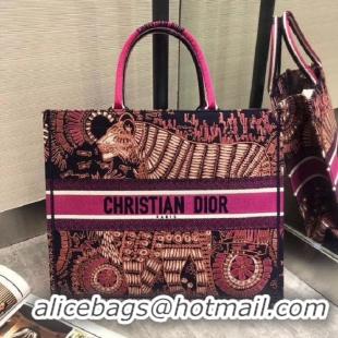 Reproduction FUCHSIA DIOR BOOK TOTE DIOR ANIMALS EMBROIDERED CANVAS BAG M929