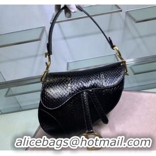 Unique Ladies Dior SADDLE Snake skin tote C9046 black