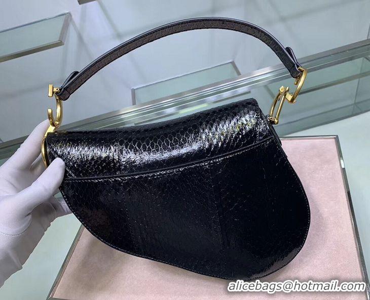 Unique Ladies Dior SADDLE Snake skin tote C9046 black