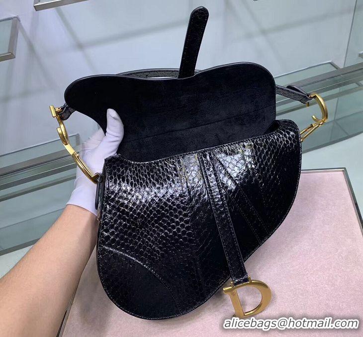 Unique Ladies Dior SADDLE Snake skin tote C9046 black