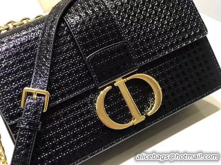 Pretty Style Dior 30 MONTAIGNE SMOOTH CALFSKIN FLAP BAG C9230 black