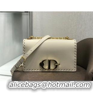 Good Product CHALK WHITE DIOR 30 MONTAIGNE THREADED EDGES CALFSKIN FLAP CHAIN BAG M9220