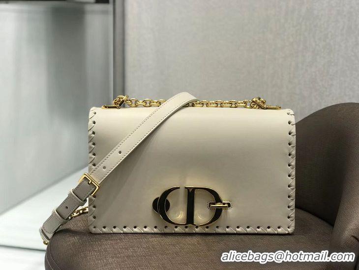 Good Product CHALK WHITE DIOR 30 MONTAIGNE THREADED EDGES CALFSKIN FLAP CHAIN BAG M9220