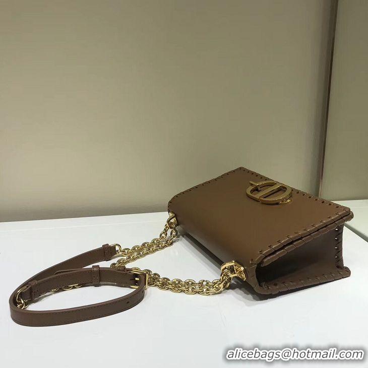 Unique Grade DIOR 30 MONTAIGNE THREADED EDGES CALFSKIN FLAP CHAIN BAG M9220 brown