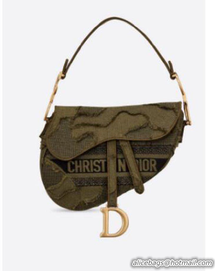 Chic Reproduction DIOR GREEN SADDLE CAMOUFLAGE POUCH M0446C