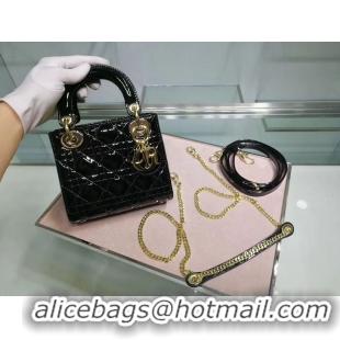 Shop Duplicate Dior MINI LADY DIOR CALFSKIN Black BAG M0505O Gold