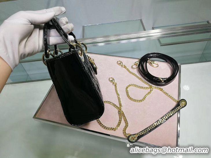 Shop Duplicate Dior MINI LADY DIOR CALFSKIN Black BAG M0505O Gold