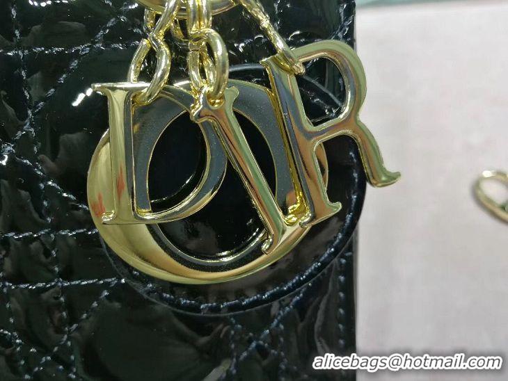 Shop Duplicate Dior MINI LADY DIOR CALFSKIN Black BAG M0505O Gold