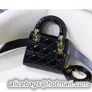 Good Quality Dior MINI LADY DIOR CALFSKIN Black BAG M0505O-2 Gold