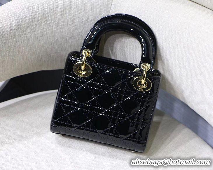 Good Quality Dior MINI LADY DIOR CALFSKIN Black BAG M0505O-2 Gold