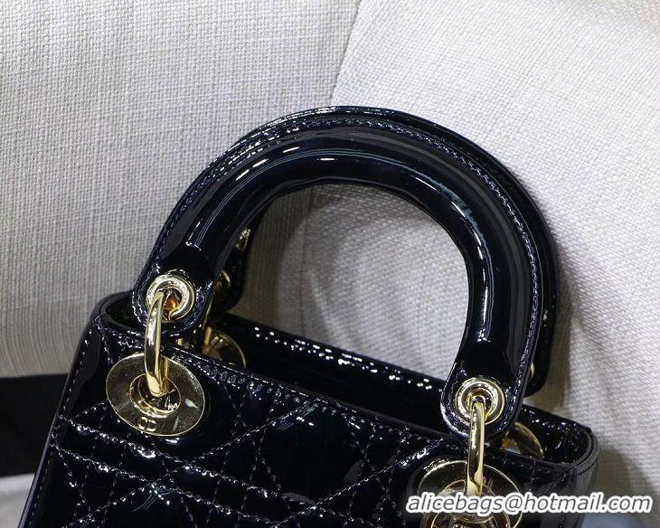 Good Quality Dior MINI LADY DIOR CALFSKIN Black BAG M0505O-2 Gold