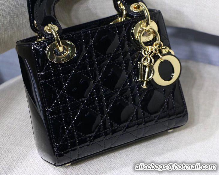 Good Quality Dior MINI LADY DIOR CALFSKIN Black BAG M0505O-2 Gold