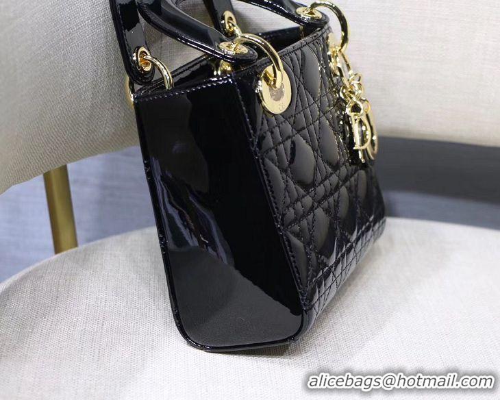 Good Quality Dior MINI LADY DIOR CALFSKIN Black BAG M0505O-2 Gold