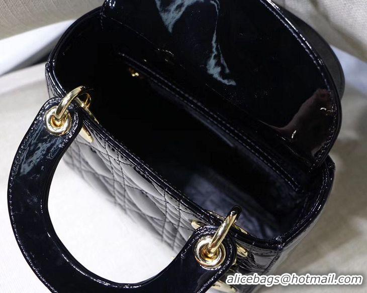 Good Quality Dior MINI LADY DIOR CALFSKIN Black BAG M0505O-2 Gold