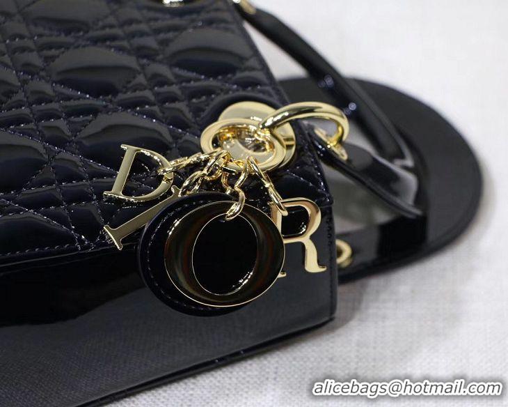 Good Quality Dior MINI LADY DIOR CALFSKIN Black BAG M0505O-2 Gold