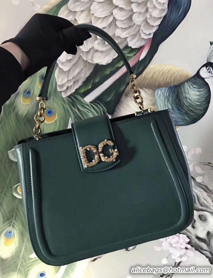 Crafted Cheap Dolce & Gabbana Origianl Leather Bag 4918 Blackish green