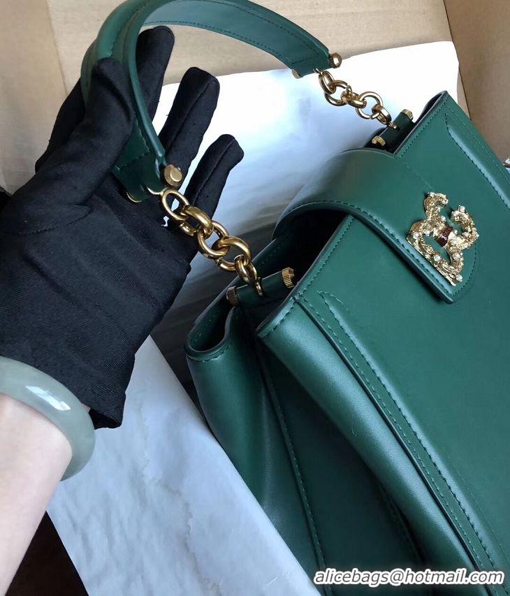 Crafted Cheap Dolce & Gabbana Origianl Leather Bag 4918 Blackish green