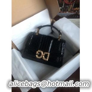 Low Cost Dolce & Gabbana Origianl Crocodile Leather Bag 4916E Black