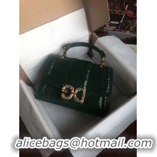 Grade Quality Dolce & Gabbana Origianl Crocodile Leather Bag 4916E Blackish green