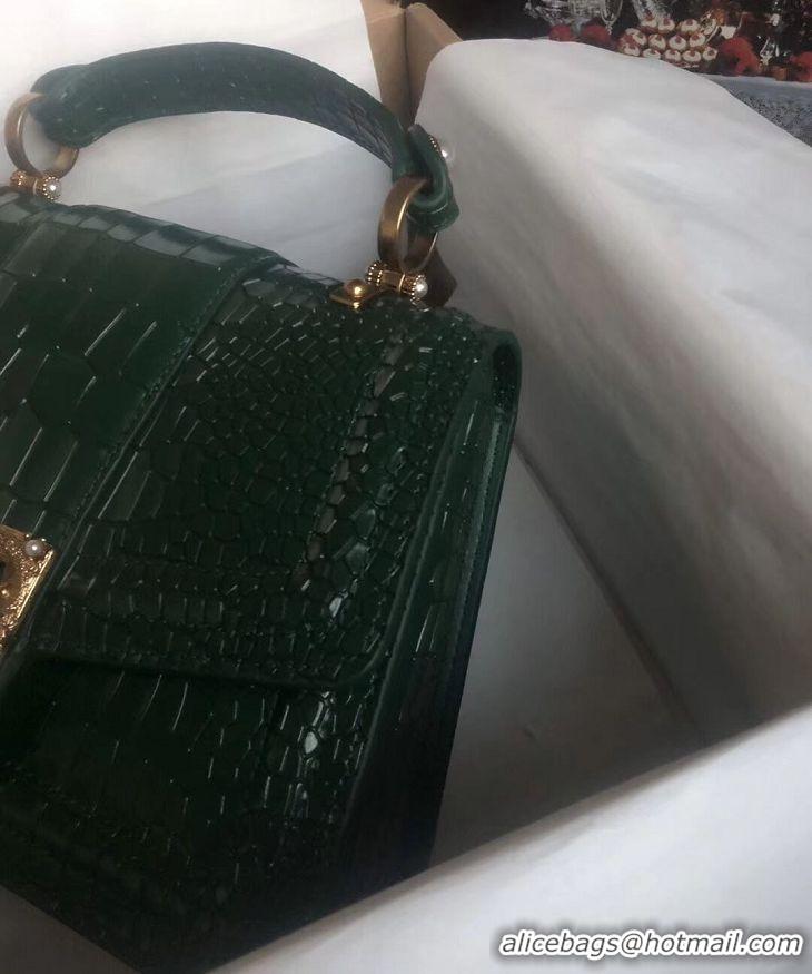 Grade Quality Dolce & Gabbana Origianl Crocodile Leather Bag 4916E Blackish green