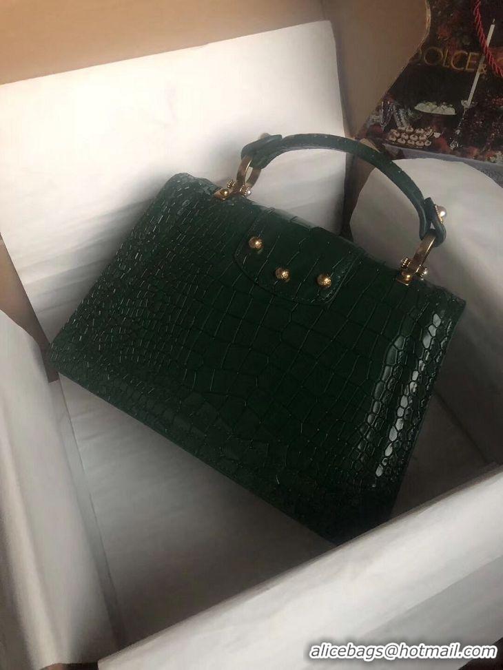 Grade Quality Dolce & Gabbana Origianl Crocodile Leather Bag 4916E Blackish green