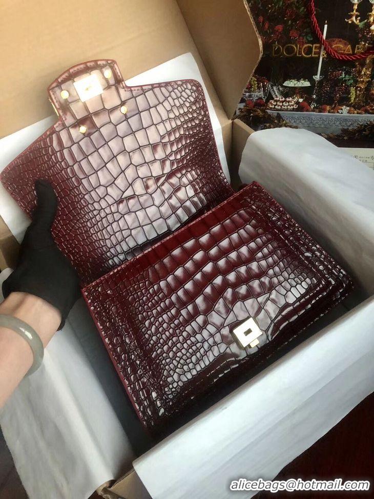 Discount Dolce & Gabbana Origianl Crocodile Leather Bag 4916E Burgundy