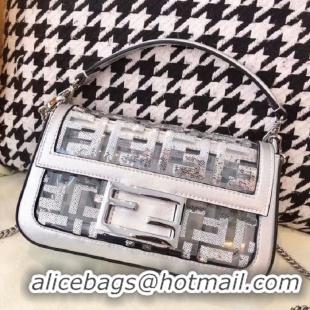 New Stylish FENDI BAGUETTE MON TRESOR PU Mini Shoulder Bag 8BR771A white