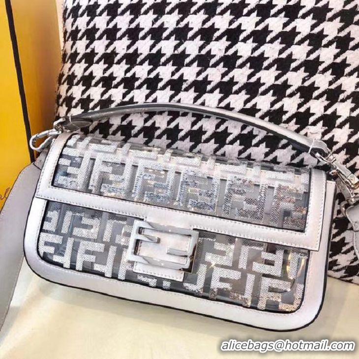 New Stylish FENDI BAGUETTE MON TRESOR PU Mini Shoulder Bag 8BR771A white