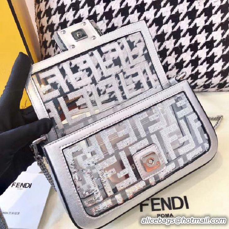 New Stylish FENDI BAGUETTE MON TRESOR PU Mini Shoulder Bag 8BR771A white