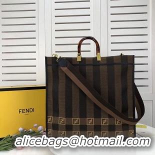 Imitation Bulk FENDI Shopper in brown fabric 8BH372 brown