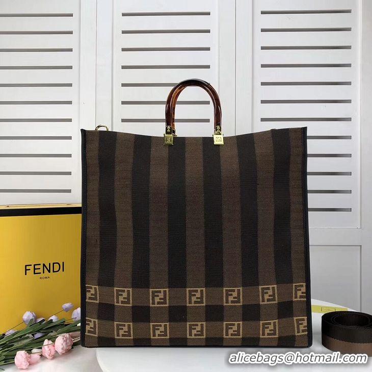 Imitation Bulk FENDI Shopper in brown fabric 8BH372 brown