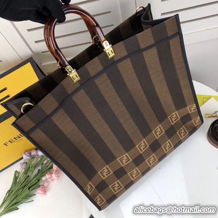 Imitation Bulk FENDI Shopper in brown fabric 8BH372 brown