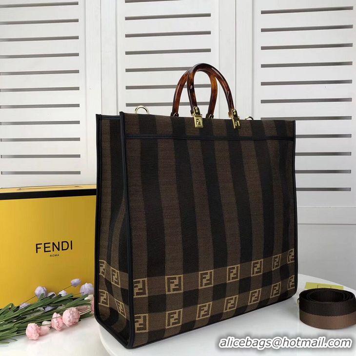 Imitation Bulk FENDI Shopper in brown fabric 8BH372 brown