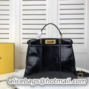 Latest Style FENDI PEEKABOO ICONIC Black leather bag F0837