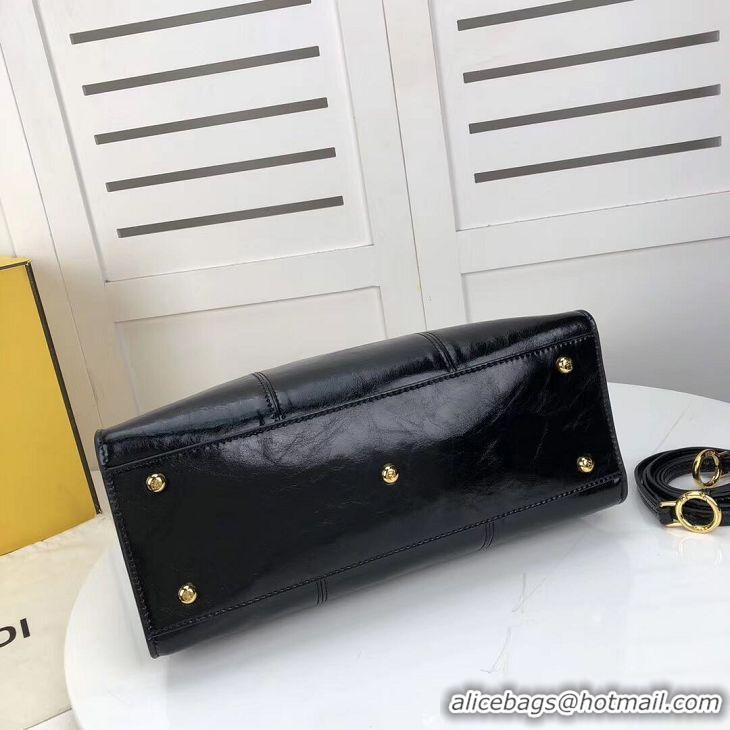 Latest Style FENDI PEEKABOO ICONIC Black leather bag F0837