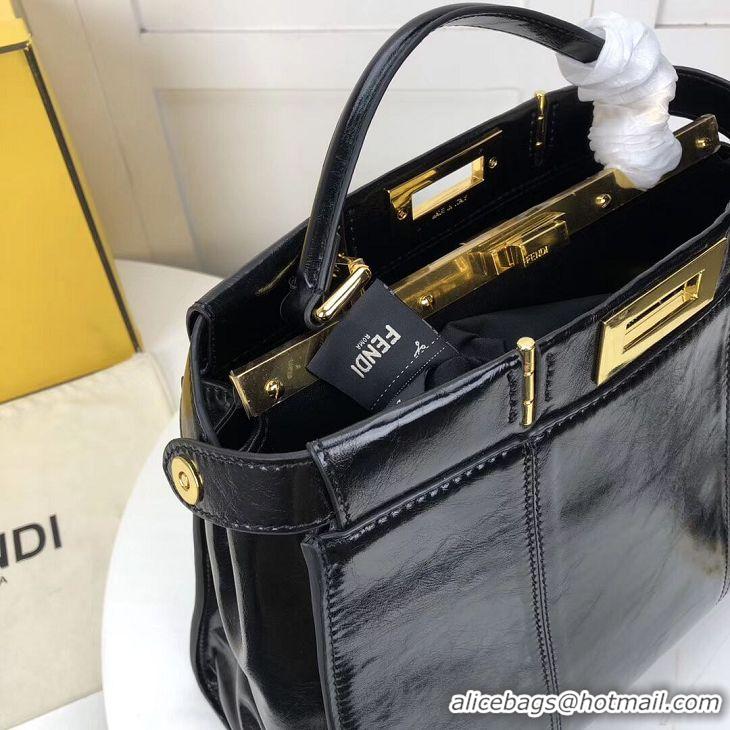 Latest Style FENDI PEEKABOO ICONIC Black leather bag F0837