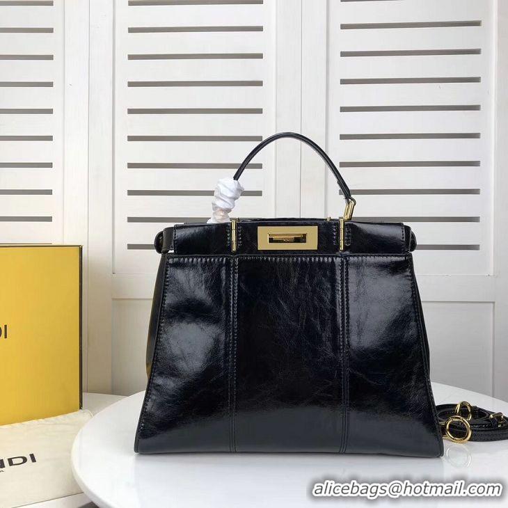 Latest Style FENDI PEEKABOO ICONIC Black leather bag F0837