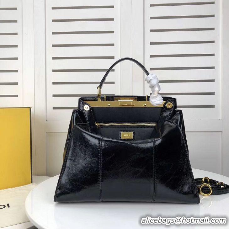 Latest Style FENDI PEEKABOO ICONIC Black leather bag F0837