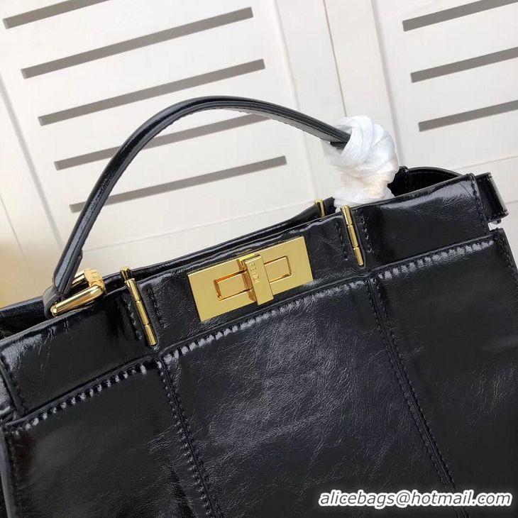 Latest Style FENDI PEEKABOO ICONIC Black leather bag F0837