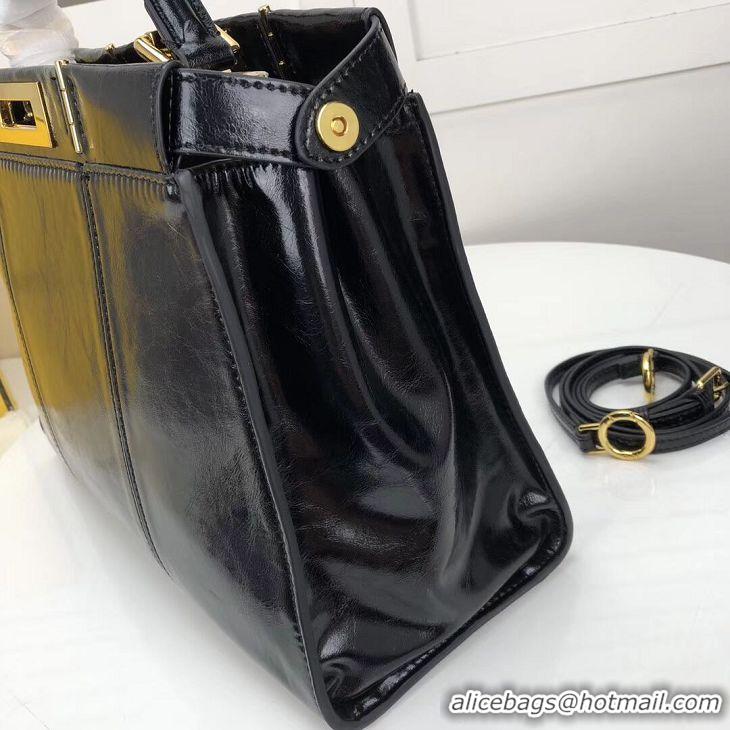 Latest Style FENDI PEEKABOO ICONIC Black leather bag F0837